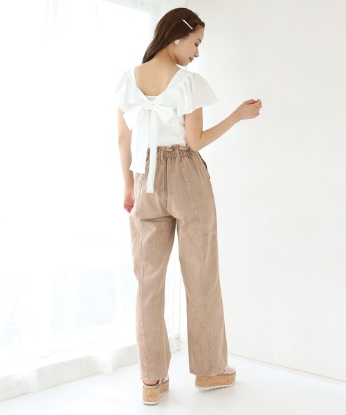 one after another NICE CLAUP（ワンアフターアナザーナイスクラップ）の「硫化ハイウエストパンツ（デニムパンツ・レディース・ピンクベージュ/パープル/アイボリー/ネイビー・SMALL/MEDIUM）」の13枚目の写真