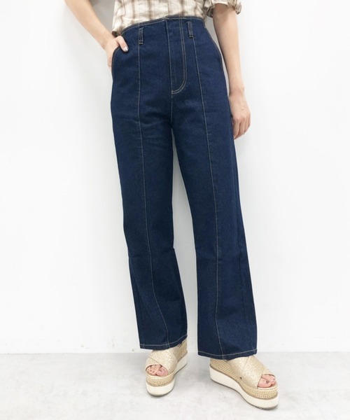 one after another NICE CLAUP（ワンアフターアナザーナイスクラップ）の「硫化ハイウエストパンツ（デニムパンツ・レディース・ピンクベージュ/パープル/アイボリー/ネイビー・SMALL/MEDIUM）」の17枚目の写真