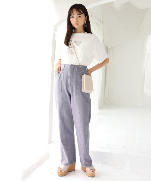 one after another NICE CLAUP（ワンアフターアナザーナイスクラップ）の「硫化ハイウエストパンツ（デニムパンツ・レディース・ピンクベージュ/パープル/アイボリー/ネイビー・SMALL/MEDIUM）」の18枚目の写真