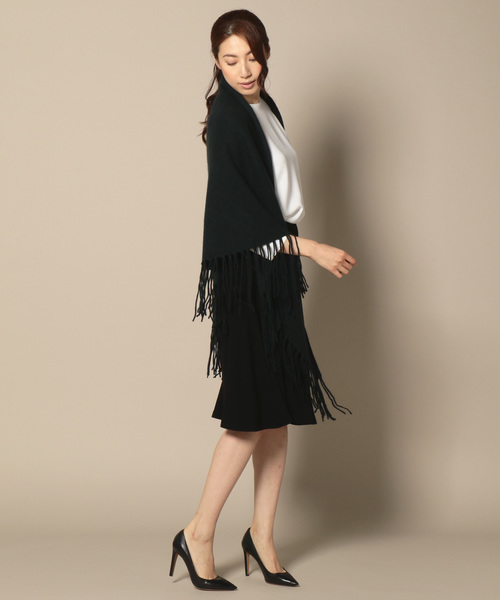 JOSEPH（ジョセフ）の「カシミヤショール CASHMERE SHAWL ストール マフラー（マフラー・レディース・ライトグレー系/ブラック系/ダークグリーン系/ネイビー系7/アイボリー系・F）」の6枚目の写真