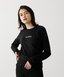 AZUL by moussy（アズールバイマウジー）の「EDUCATE YOURSELF LONG SLEEVE／エデュケートユアセルフロングスリーブ（Tシャツ/カットソー・レディース）」