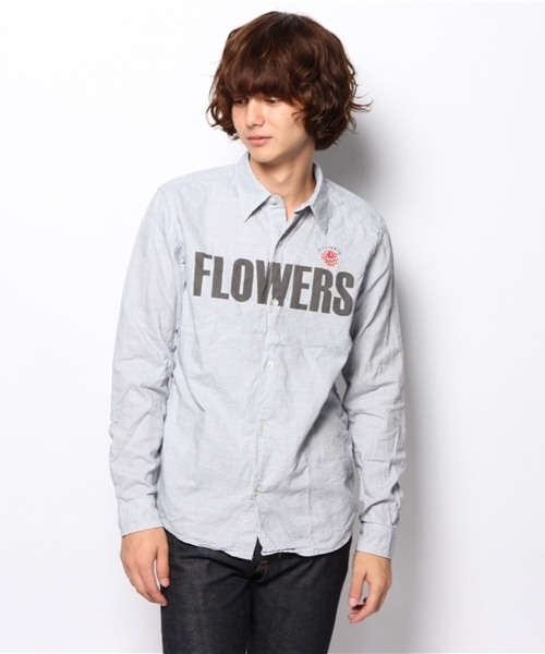 HYSTERIC GLAMOUR（ヒステリックグラマー）の「FLOWERS pt 長袖レギュラーSH（シャツ/ブラウス・メンズ・ホワイト/ブルー系その他/ネイビー・LARGE/SMALL/MEDIUM）」の3枚目の写真