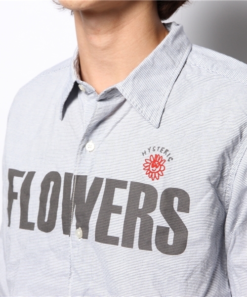 HYSTERIC GLAMOUR（ヒステリックグラマー）の「FLOWERS pt 長袖レギュラーSH（シャツ/ブラウス・メンズ・ホワイト/ブルー系その他/ネイビー・LARGE/SMALL/MEDIUM）」の9枚目の写真