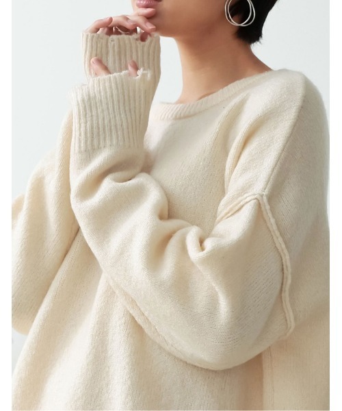 Re:EDIT（リエディ） オーバーサイズダメージニットプルオーバー Re:EDIT（リエディ）の「アウトリンキングダメージニットプルオーバー