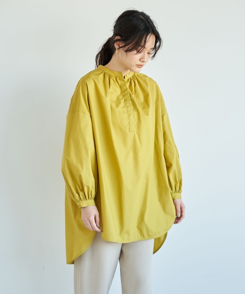 AMERICAN HOLIC(アメリカンホリック)の「イージーケアラウンドギャザーチュニック *(Tシャツ/カットソー・レディース・ストライプ/イエロー/アイボリー/ネイビー・FREE)」の3枚目の写真