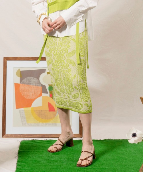 MAISON SPECIAL（メゾンスペシャル）の「ペイズリージャガードタイトスカート【MAISON SPECIAL/メゾンスペシャル】（スカート・レディース・ブルー/グリーン・FREE）」の6枚目の写真