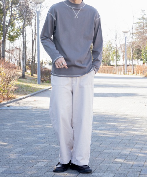 PairPair(ペアペア)の「配色ステッチロンT(ユニセックス)(Tシャツ/カットソー・レディース・スミクロ/アイボリー/オレンジ・MEDIUM/LARGE)」の16枚目の写真