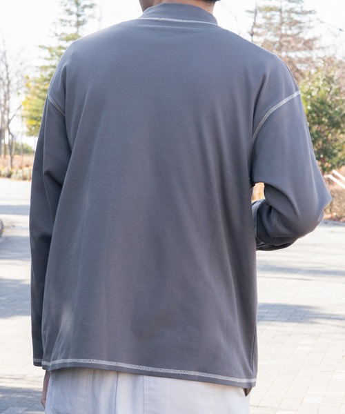 PairPair(ペアペア)の「配色ステッチロンT(ユニセックス)(Tシャツ/カットソー・レディース・スミクロ/アイボリー/オレンジ・MEDIUM/LARGE)」の6枚目の写真