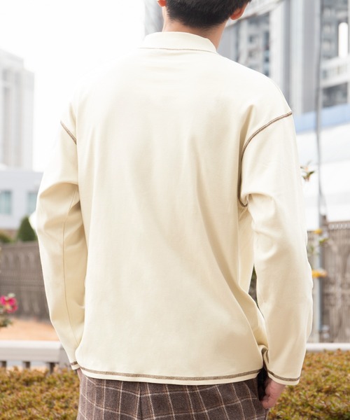 PairPair(ペアペア)の「配色ステッチロンT(ユニセックス)(Tシャツ/カットソー・レディース・スミクロ/アイボリー/オレンジ・MEDIUM/LARGE)」の17枚目の写真