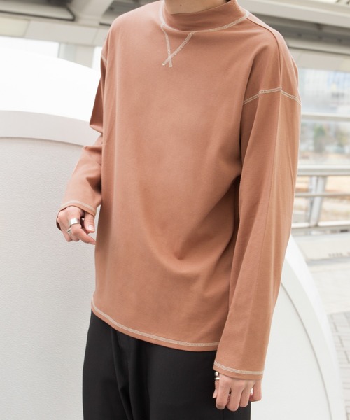 PairPair(ペアペア)の「配色ステッチロンT(ユニセックス)(Tシャツ/カットソー・レディース・スミクロ/アイボリー/オレンジ・MEDIUM/LARGE)」の15枚目の写真