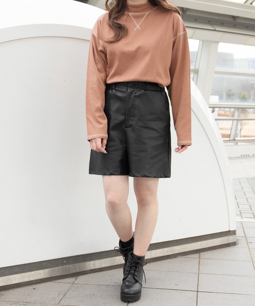 PairPair(ペアペア)の「配色ステッチロンT(ユニセックス)(Tシャツ/カットソー・レディース・スミクロ/アイボリー/オレンジ・MEDIUM/LARGE)」の8枚目の写真