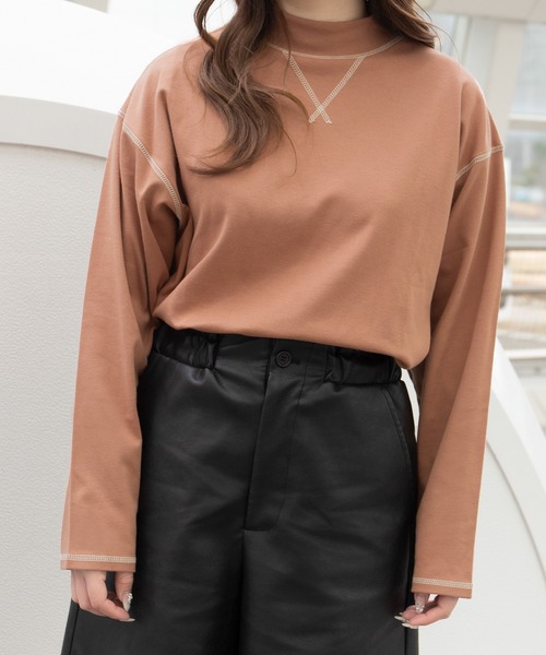 PairPair(ペアペア)の「配色ステッチロンT(ユニセックス)(Tシャツ/カットソー・レディース・スミクロ/アイボリー/オレンジ・MEDIUM/LARGE)」の12枚目の写真