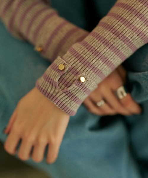 TINA：JOJUN（ティーナジョジュン）の「ボーダーニット TINA：JOJUN（ニット/セーター・レディース・レッド/グレー/ネイビー/グリーン・M）」の17枚目の写真