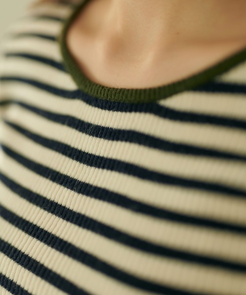 TINA：JOJUN（ティーナジョジュン）の「ボーダーニット TINA：JOJUN（ニット/セーター・レディース・レッド/グレー/ネイビー/グリーン・M）」の12枚目の写真