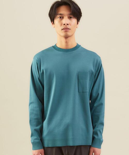 WORK TRIP OUTFITS GREEN LABEL RELAXING(ワークトリップアウトフィッツグリーンレーベル リラクシング)の「O店< 機能 / 手洗い可・抗菌 > WTO ガスCO ニットライク クルーネック カットソー(Tシャツ/カットソー・メンズ・ブラック/ベージュ/ターコイズブルー・SMALL/MEDIUM/LARGE/X-LARGE)」の6枚目の写真