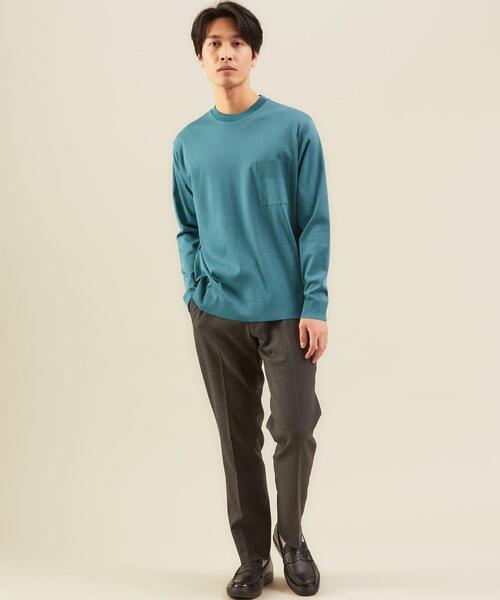 WORK TRIP OUTFITS GREEN LABEL RELAXING(ワークトリップアウトフィッツグリーンレーベル リラクシング)の「O店< 機能 / 手洗い可・抗菌 > WTO ガスCO ニットライク クルーネック カットソー(Tシャツ/カットソー・メンズ・ブラック/ベージュ/ターコイズブルー・SMALL/MEDIUM/LARGE/X-LARGE)」の10枚目の写真