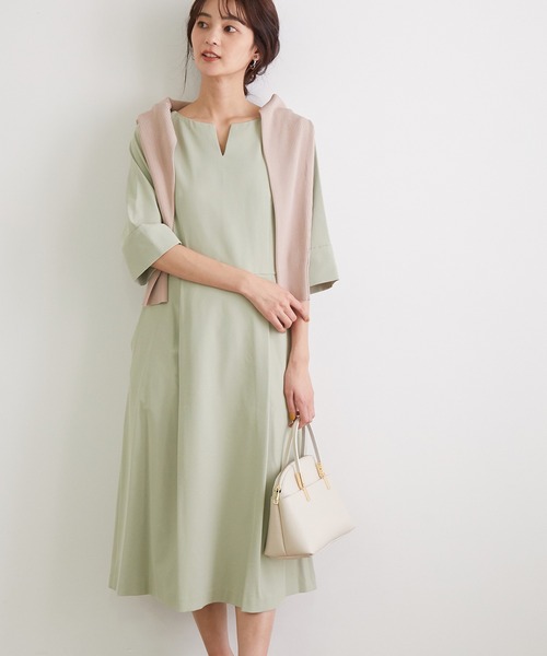 セール Web限定カラー ライトグリーン アセテート混ドライタッチキーネックワンピース ワンピース Rope Picnic ロペピクニック のファッション通販 Zozotown