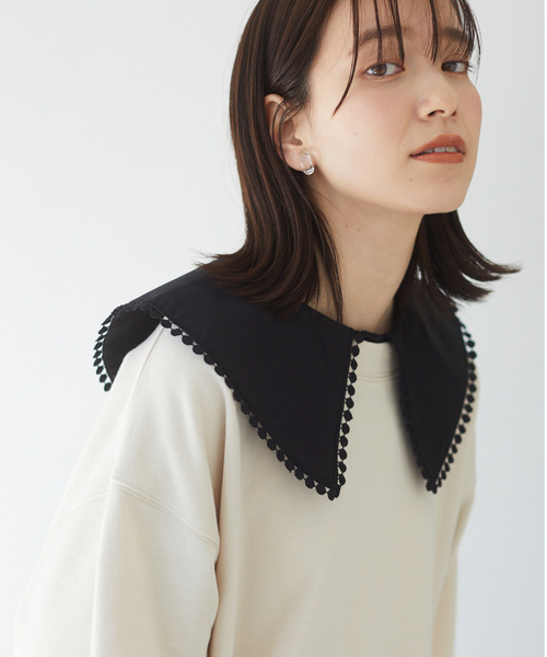 Sugar spoon（シュガースプーン）の「・SUGAR SPOON 2wayボンボンカラーツケエリ＊（付け襟・レディース・オフホワイト/ブラック・FREE）」の2枚目の写真