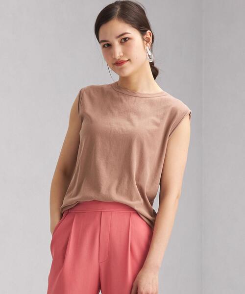 green label relaxing(グリーンレーベルリラクシング)の「SC STD スソスリット ノースリーブ Tシャツ(Tシャツ/カットソー・レディース・ホワイト/ライトブルー/ブラック/ブラウン/オリーブ/マスタード・FREE)」の4枚目の写真