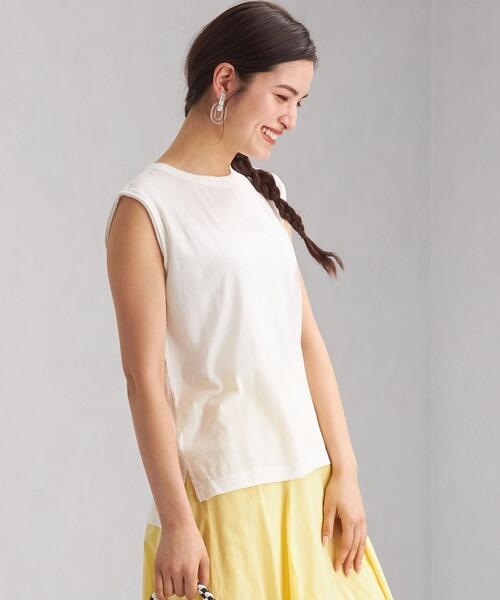 green label relaxing(グリーンレーベルリラクシング)の「SC STD スソスリット ノースリーブ Tシャツ(Tシャツ/カットソー・レディース・ホワイト/ライトブルー/ブラック/ブラウン/オリーブ/マスタード・FREE)」の2枚目の写真