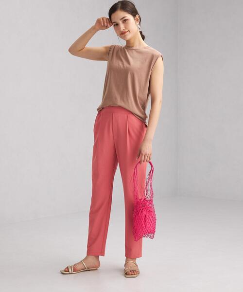 green label relaxing(グリーンレーベルリラクシング)の「SC STD スソスリット ノースリーブ Tシャツ(Tシャツ/カットソー・レディース・ホワイト/ライトブルー/ブラック/ブラウン/オリーブ/マスタード・FREE)」の12枚目の写真