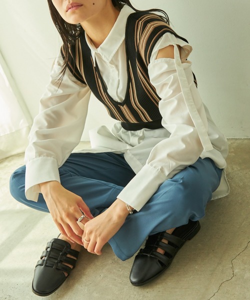 VACANCY（ヴァカンシー）の「メッシュフラットサンダル（サンダル・レディース・ブラック/アイボリー・S/M/L）」の4枚目の写真