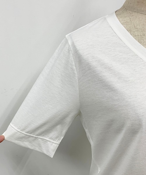 PICCIN(ピッチン)の「【日本製】V衿ドライタッチTシャツ(Tシャツ/カットソー・レディース・ブラック/オフホワイト/ブルー・M)」の10枚目の写真