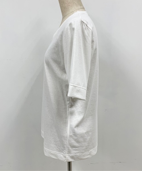 PICCIN(ピッチン)の「【日本製】V衿ドライタッチTシャツ(Tシャツ/カットソー・レディース・ブラック/オフホワイト/ブルー・M)」の7枚目の写真