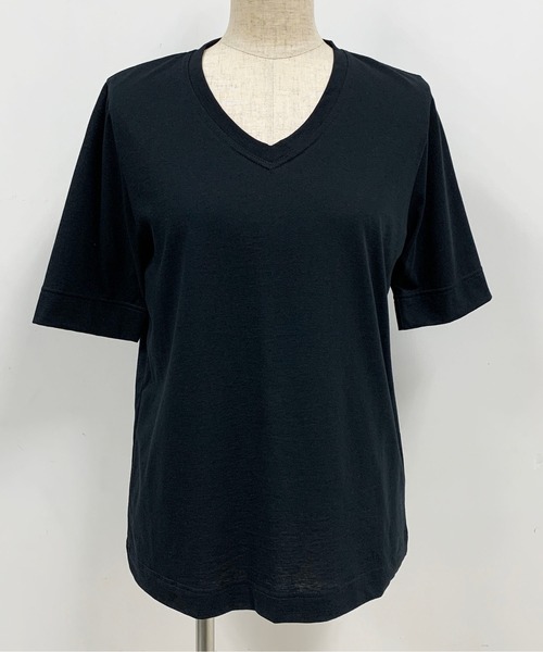 PICCIN(ピッチン)の「【日本製】V衿ドライタッチTシャツ(Tシャツ/カットソー・レディース・ブラック/オフホワイト/ブルー・M)」の5枚目の写真