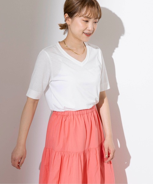 PICCIN(ピッチン)の「【日本製】V衿ドライタッチTシャツ(Tシャツ/カットソー・レディース・ブラック/オフホワイト/ブルー・M)」の16枚目の写真