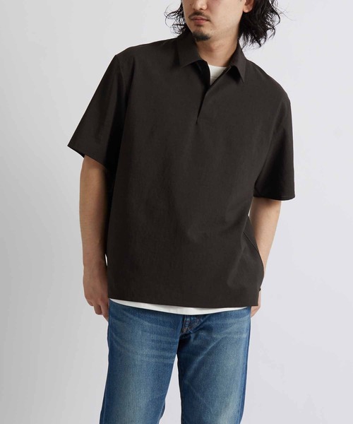 ADAM ET ROPE'(アダムエロペ)の「【Quickdry】接触冷感ソリッドポロシャツ/吸水速乾/伸縮性/イージーケア(ポロシャツ・メンズ・ブラック/グレー系その他・S/M/L)」の1枚目の写真