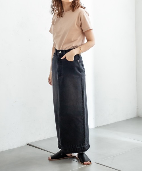 mystic（ミスティック）の「デニムスリットタイトスカート（デニムスカート・レディース・ブラック/ベージュ/ブルー/アイボリー・1/2）」の6枚目の写真