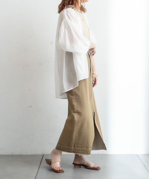 mystic（ミスティック）の「デニムスリットタイトスカート（デニムスカート・レディース・ブラック/ベージュ/ブルー/アイボリー・1/2）」の11枚目の写真