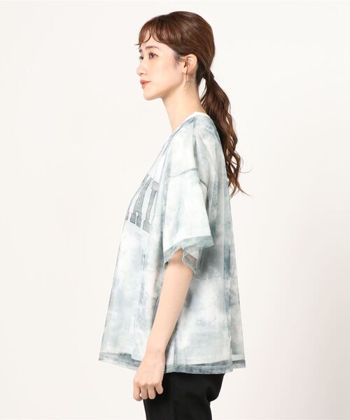 WEGO（ウィゴー）の「WEGO/タイダイチュールカレッジロゴTシャツ（Tシャツ/カットソー・レディース・ブルー/ブラウン・FREE）」の9枚目の写真