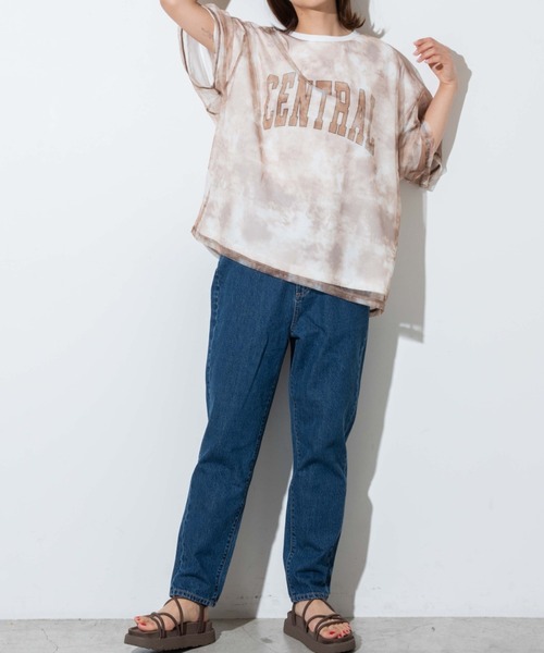 WEGO（ウィゴー）の「WEGO/タイダイチュールカレッジロゴTシャツ（Tシャツ/カットソー・レディース・ブルー/ブラウン・FREE）」の22枚目の写真