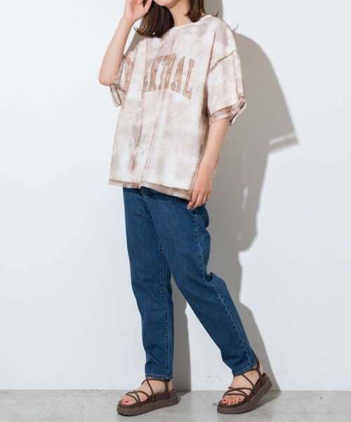 WEGO（ウィゴー）の「WEGO/タイダイチュールカレッジロゴTシャツ（Tシャツ/カットソー・レディース・ブルー/ブラウン・FREE）」の21枚目の写真