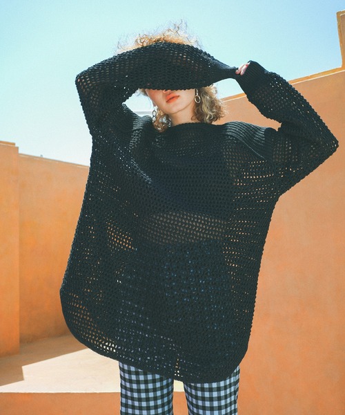 MATURED（マチュアード）の「【MATURED】Mesh knit pullover（メッシュニットプルオーバー）（ニット/セーター・レディース・ブラック/ホワイト・FREE）」の3枚目の写真