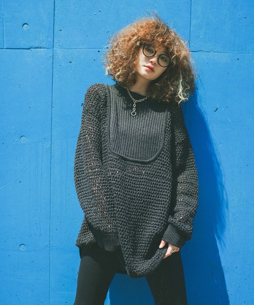 MATURED（マチュアード）の「【MATURED】Mesh knit pullover（メッシュニットプルオーバー）（ニット/セーター・レディース・ブラック/ホワイト・FREE）」の6枚目の写真