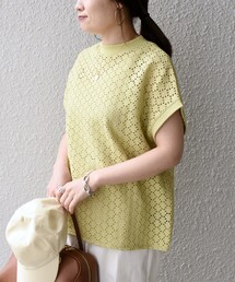 【WEB限定】〈手洗い可能〉アイレット クルーネック プルオーバー