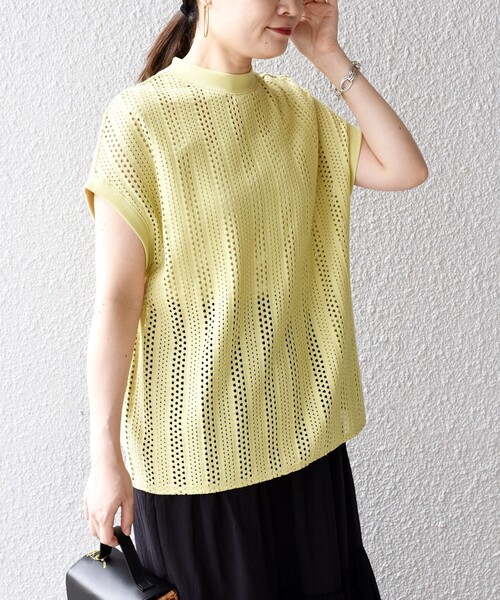 SHIPS（シップス）の「【WEB限定】〈手洗い可能〉アイレット クルーネック プルオーバー（Tシャツ/カットソー・レディース・ホワイト/ブラック系/チャコールグレー/シルバーグレー/グレー系/ダークグリーン/パープル/ライトイエロー/ウィート/グリーン/ケリーグリーン/ブルー系/オレンジ/ライトホワイト/ブラック/ネイビー/ラベンダー/オリーブ・ONE SIZE）」の8枚目の写真