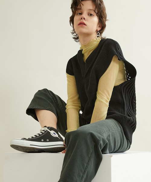 WRAPINKNOT（ラッピンノット）の「【WRAPINKNOT(ラッピンノット)】別注2WAYライトニットベスト（ベスト・レディース・ライトグレー/ブラック/オフホワイト・FREE）」の3枚目の写真