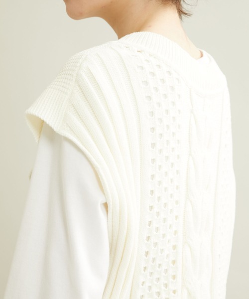 WRAPINKNOT（ラッピンノット）の「【WRAPINKNOT(ラッピンノット)】別注2WAYライトニットベスト（ベスト・レディース・ライトグレー/ブラック/オフホワイト・FREE）」の11枚目の写真