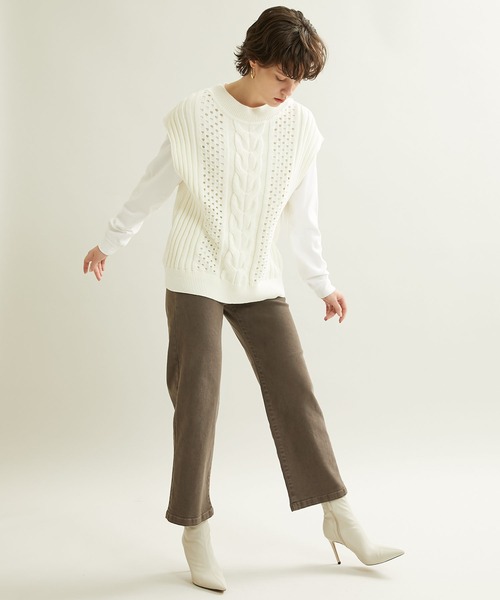 WRAPINKNOT（ラッピンノット）の「【WRAPINKNOT(ラッピンノット)】別注2WAYライトニットベスト（ベスト・レディース・ライトグレー/ブラック/オフホワイト・FREE）」の6枚目の写真