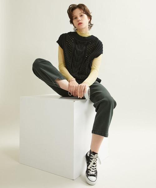 WRAPINKNOT（ラッピンノット）の「【WRAPINKNOT(ラッピンノット)】別注2WAYライトニットベスト（ベスト・レディース・ライトグレー/ブラック/オフホワイト・FREE）」の16枚目の写真