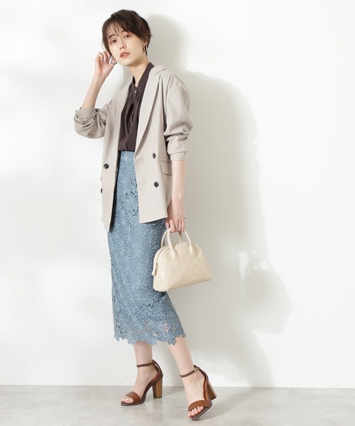 N.（N. Natural Beauty Basic）（エヌエヌナチュラルビューティーベーシック）の「◆麻混テーラードジャケット（テーラードジャケット・レディース・ライトグレー/ブラウン/ナチュラル・MEDIUM）」の4枚目の写真