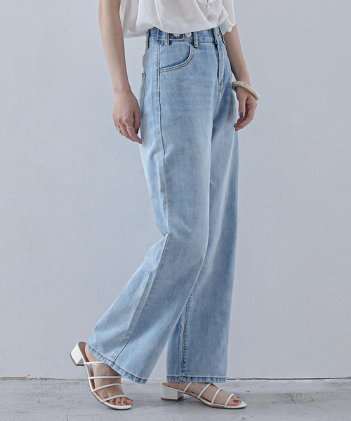 Fashion Letter（ファッションレター）の「ハイウエストワイドストレートデニム（デニムパンツ・レディース・ブルー/ライトブルー・M）」の17枚目の写真
