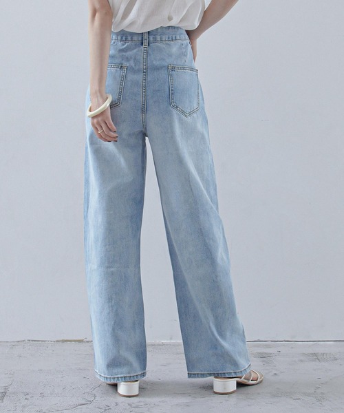 Fashion Letter（ファッションレター）の「ハイウエストワイドストレートデニム（デニムパンツ・レディース・ブルー/ライトブルー・M）」の19枚目の写真