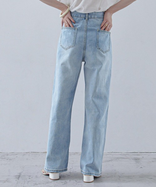 Fashion Letter（ファッションレター）の「ハイウエストワイドストレートデニム（デニムパンツ・レディース・ブルー/ライトブルー・M）」の20枚目の写真
