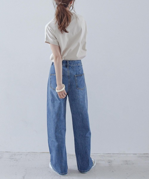 Fashion Letter（ファッションレター）の「ハイウエストワイドストレートデニム（デニムパンツ・レディース・ブルー/ライトブルー・M）」の8枚目の写真