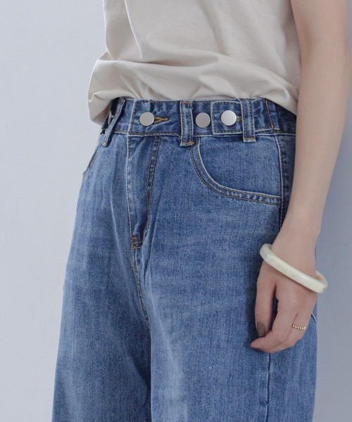 Fashion Letter（ファッションレター）の「ハイウエストワイドストレートデニム（デニムパンツ・レディース・ブルー/ライトブルー・M）」の10枚目の写真